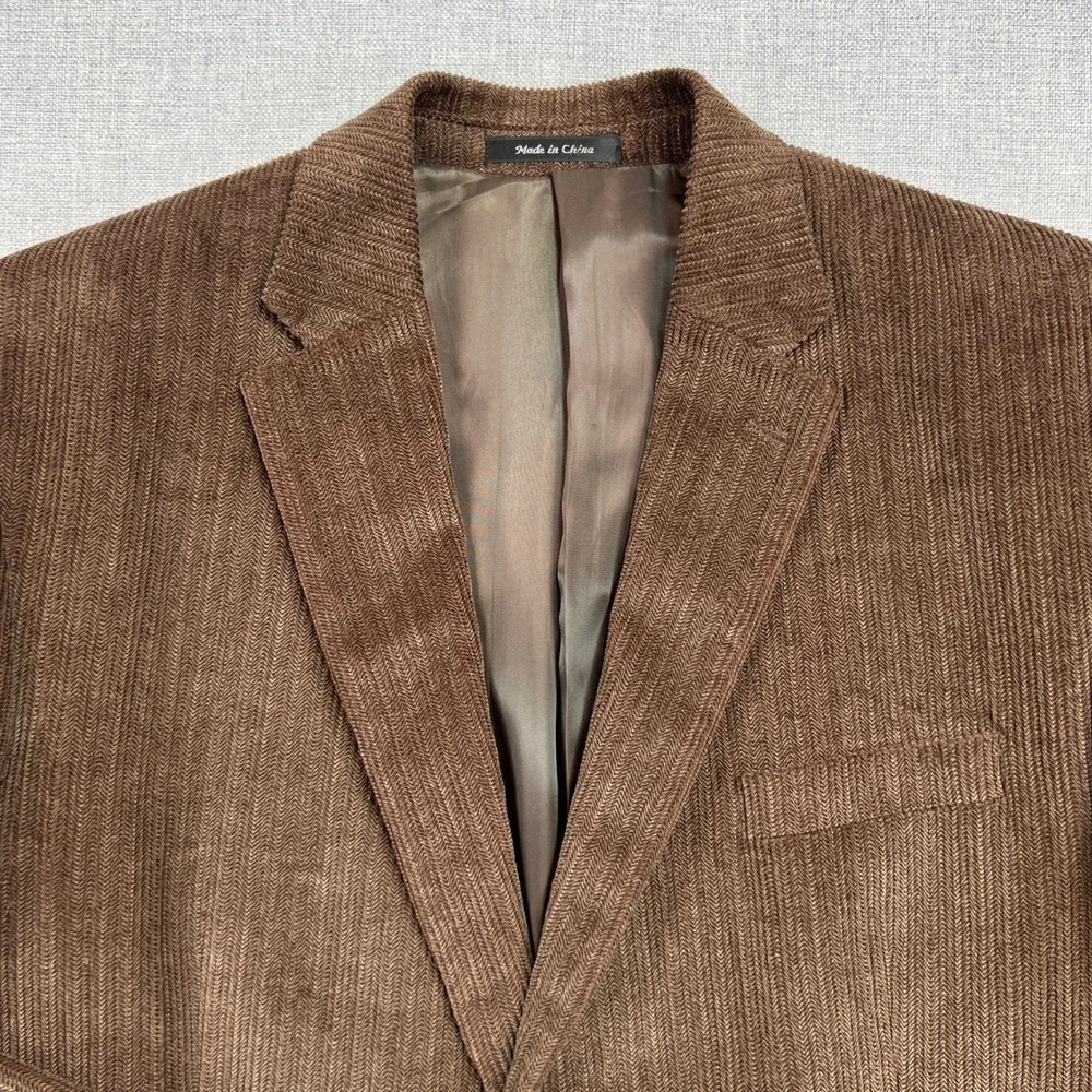Chaps‎ Brown Fine Wale Corduroy Sport Coat Blazer Men 46R Classic Academia Prep